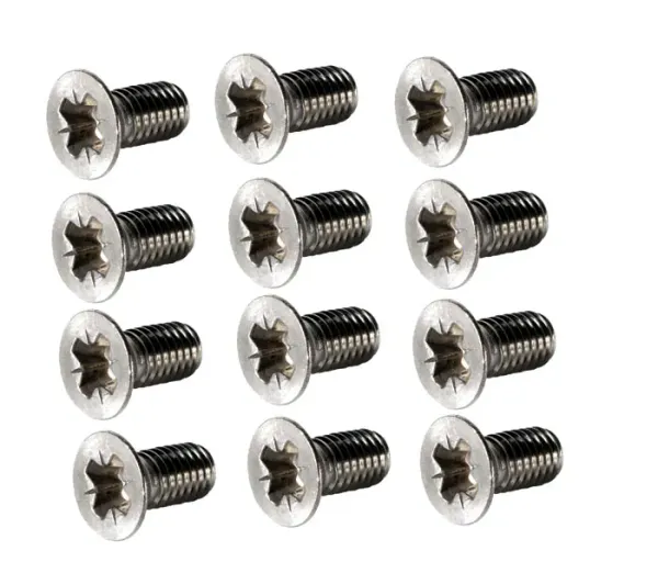 Hovedbilde Skruesett 12stk til dørhengsel rustfritt 8x15mm