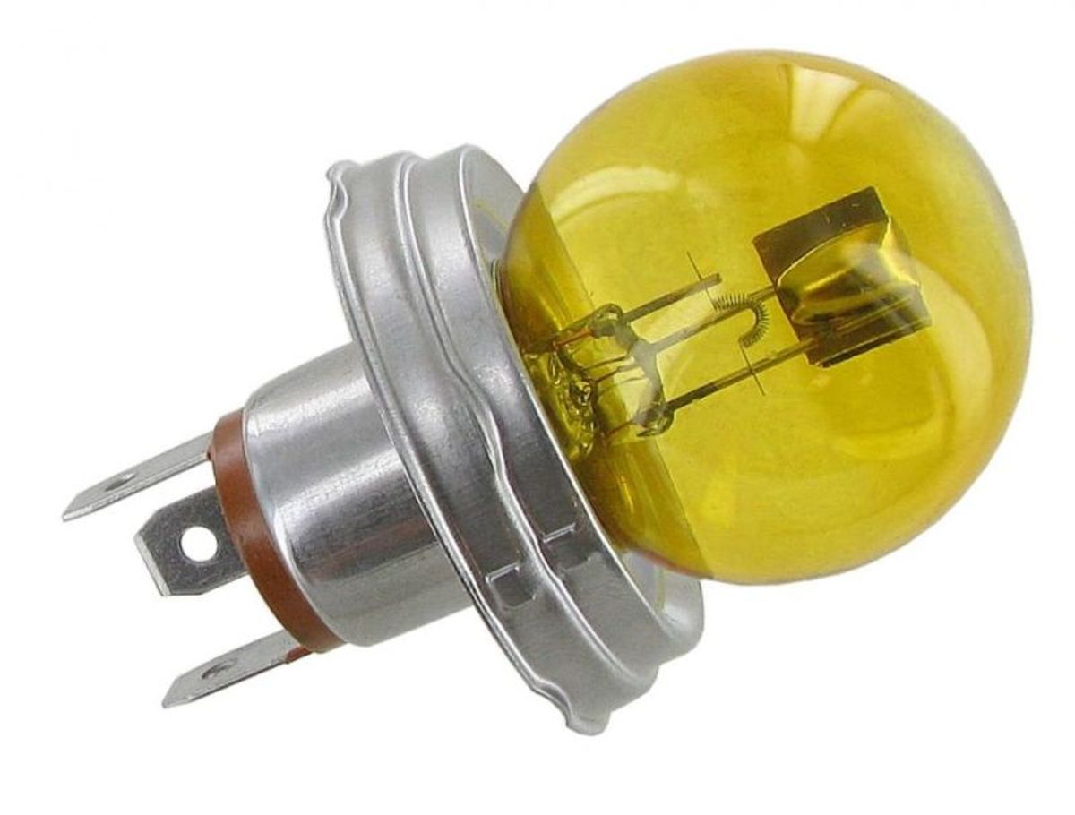 Lyspære gul 12V 45/40W P45T