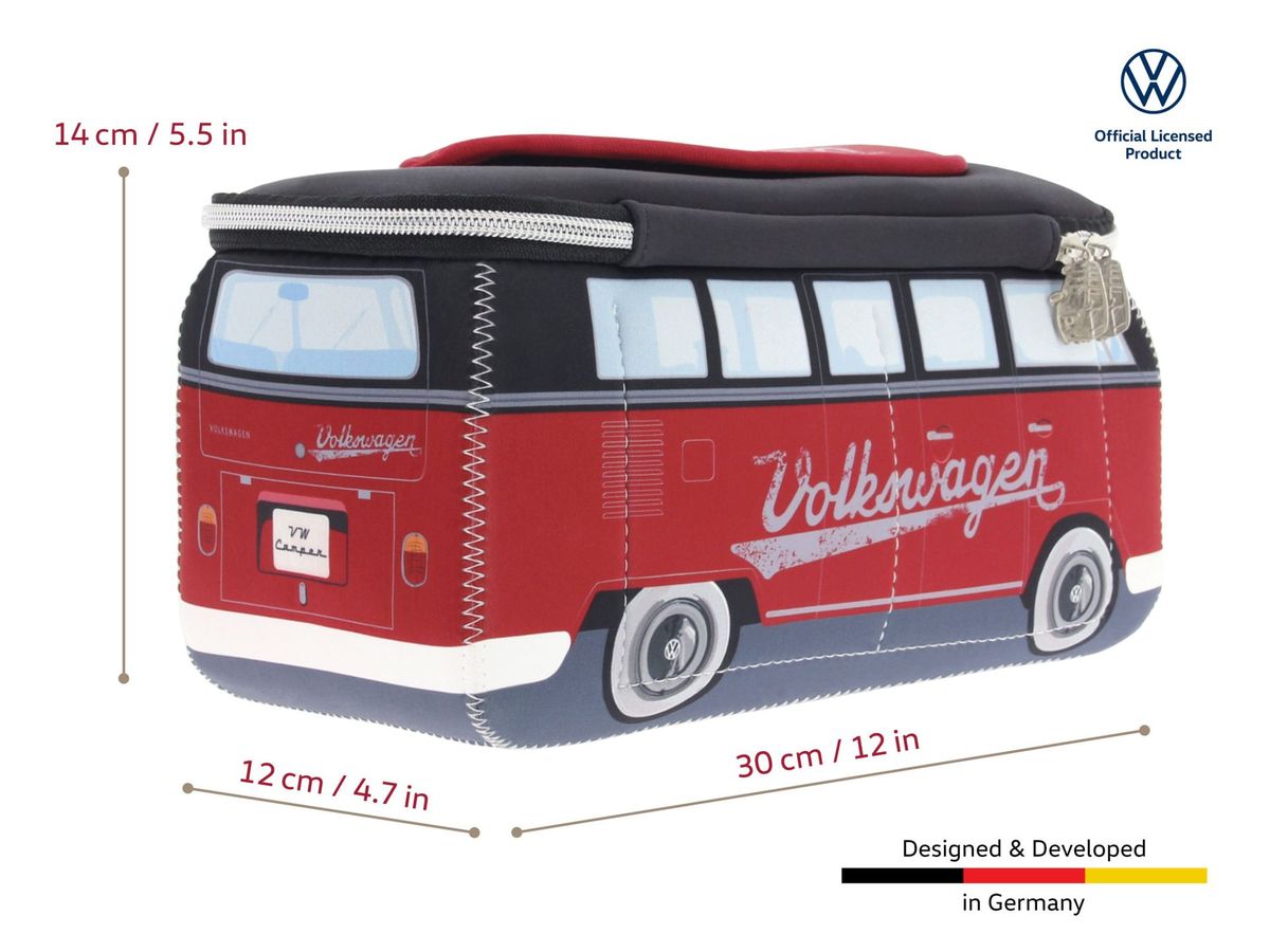 VW T1 Bulli Buss 3D Neopren Universalbag – Large - Rød/Svart