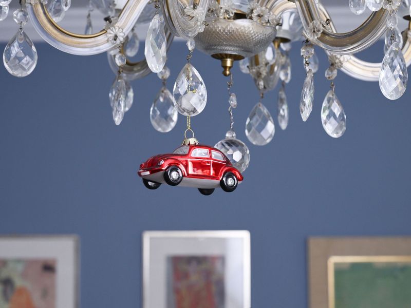 Volkswagen VW Beetle Glass Decoration / Christmas Ornament in Gift Box - Red